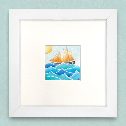 Original Watercolour Painting - Tiny Reaper Boat - Framed, Mounted and Signed - East Neuk Beach Crafts