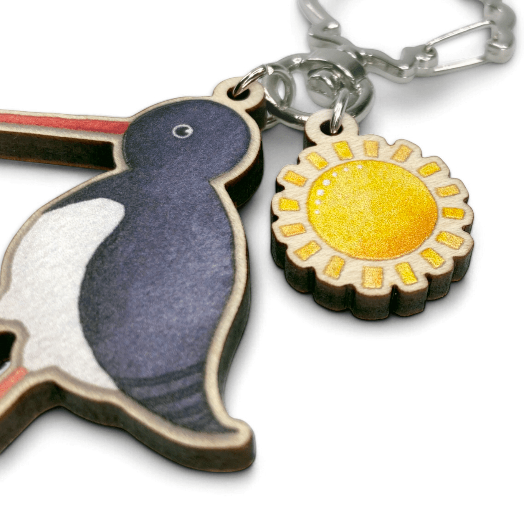 Oystercatcher Keyring - Wooden Seaside Key Chain