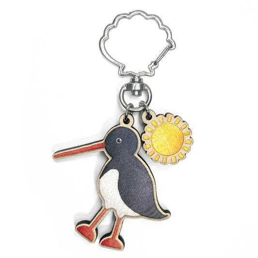 Oystercatcher Keyring - Wooden Seaside Key Chain