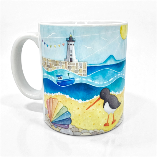 Seaside Mug Set x4 - Puffin, Seagull, Oystercatcher, Crab - Save £4