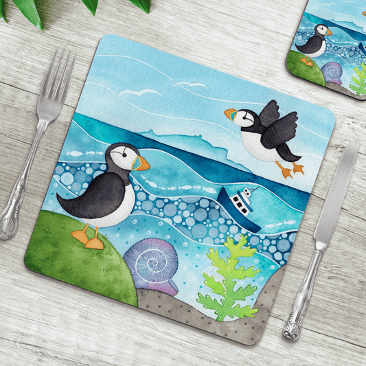 Placemat - Isle of May Puffins - Seaside Table Mats - East Neuk Beach Crafts