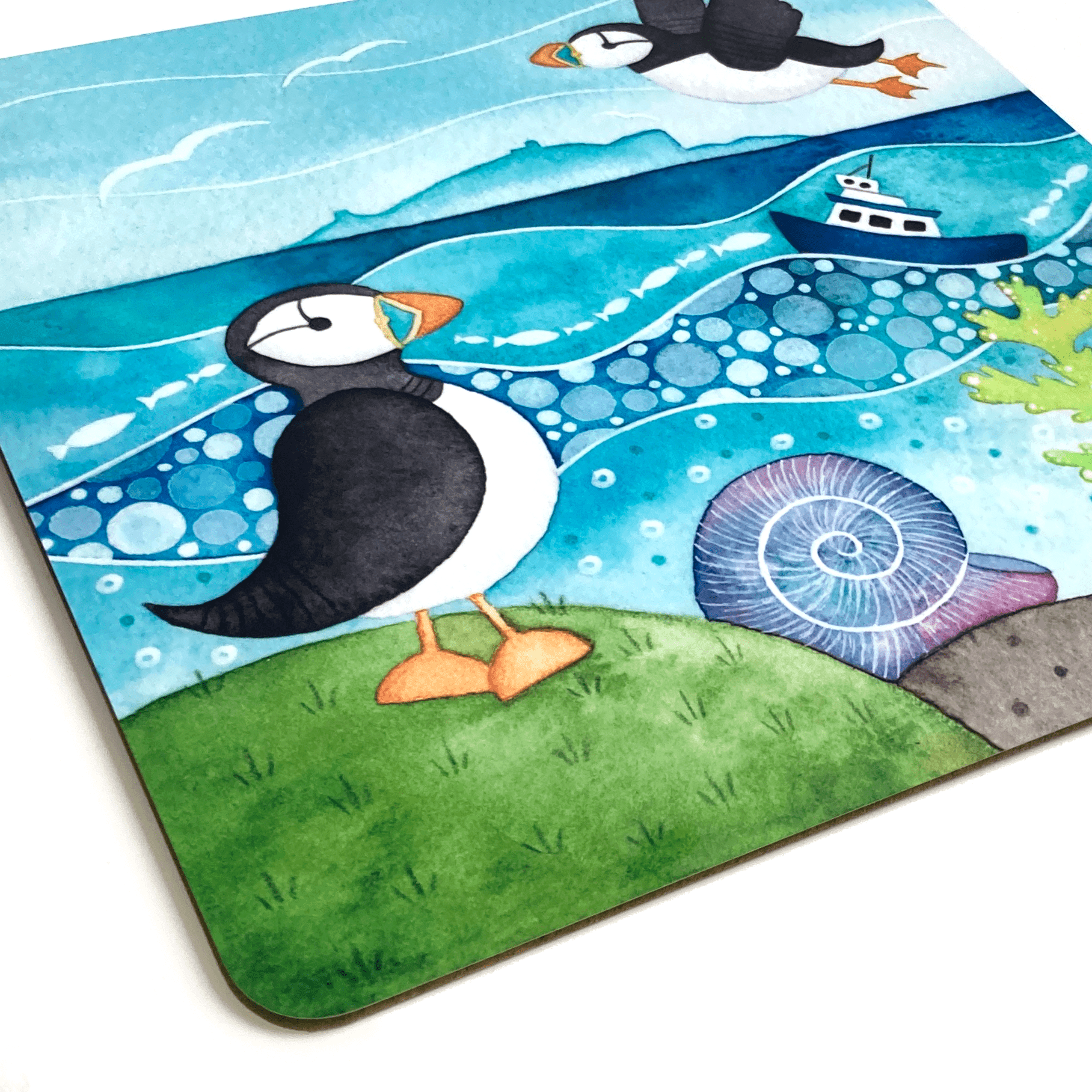 Placemat - Isle of May Puffins - Seaside Table Mats - East Neuk Beach Crafts