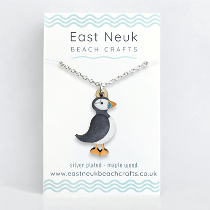 Puffin Necklace - Wooden Seaside Pendant - East Neuk Beach Crafts