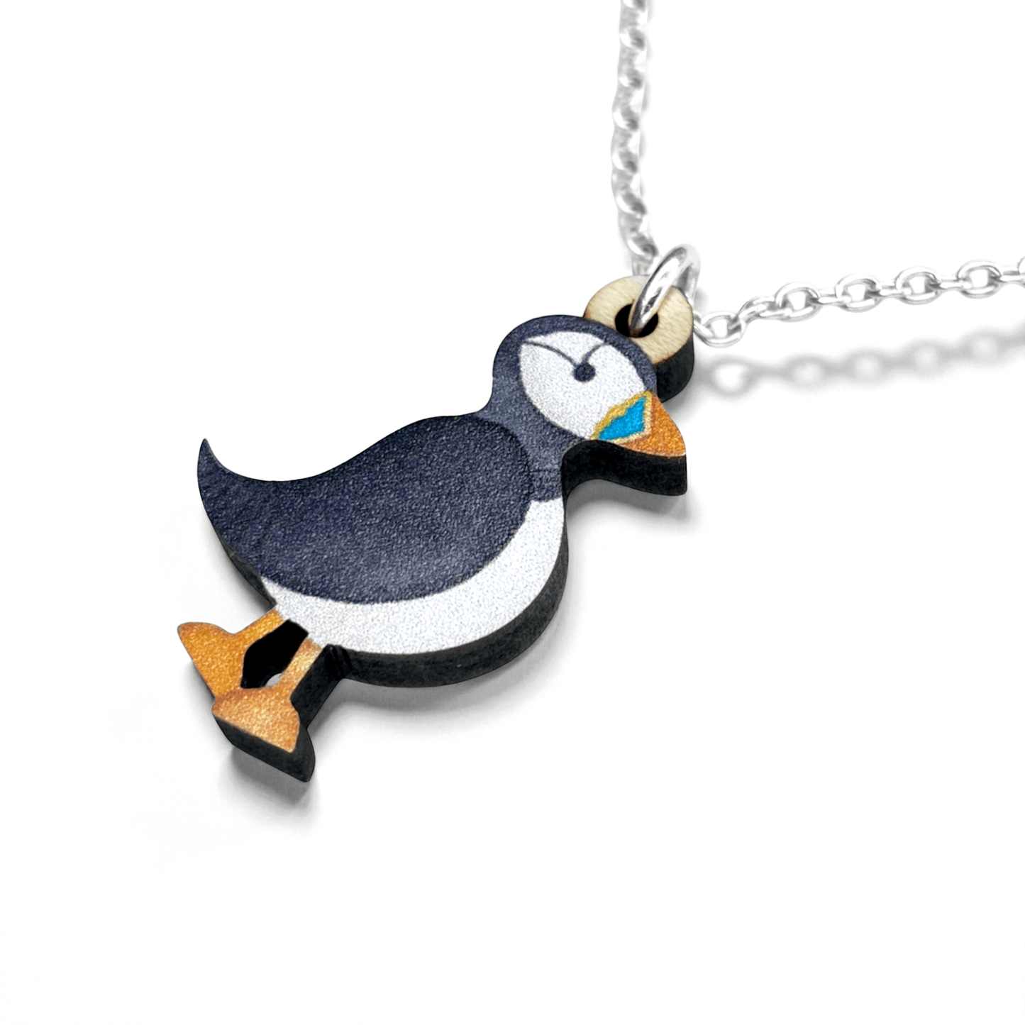 Puffin Necklace - Wooden Seaside Pendant - East Neuk Beach Crafts