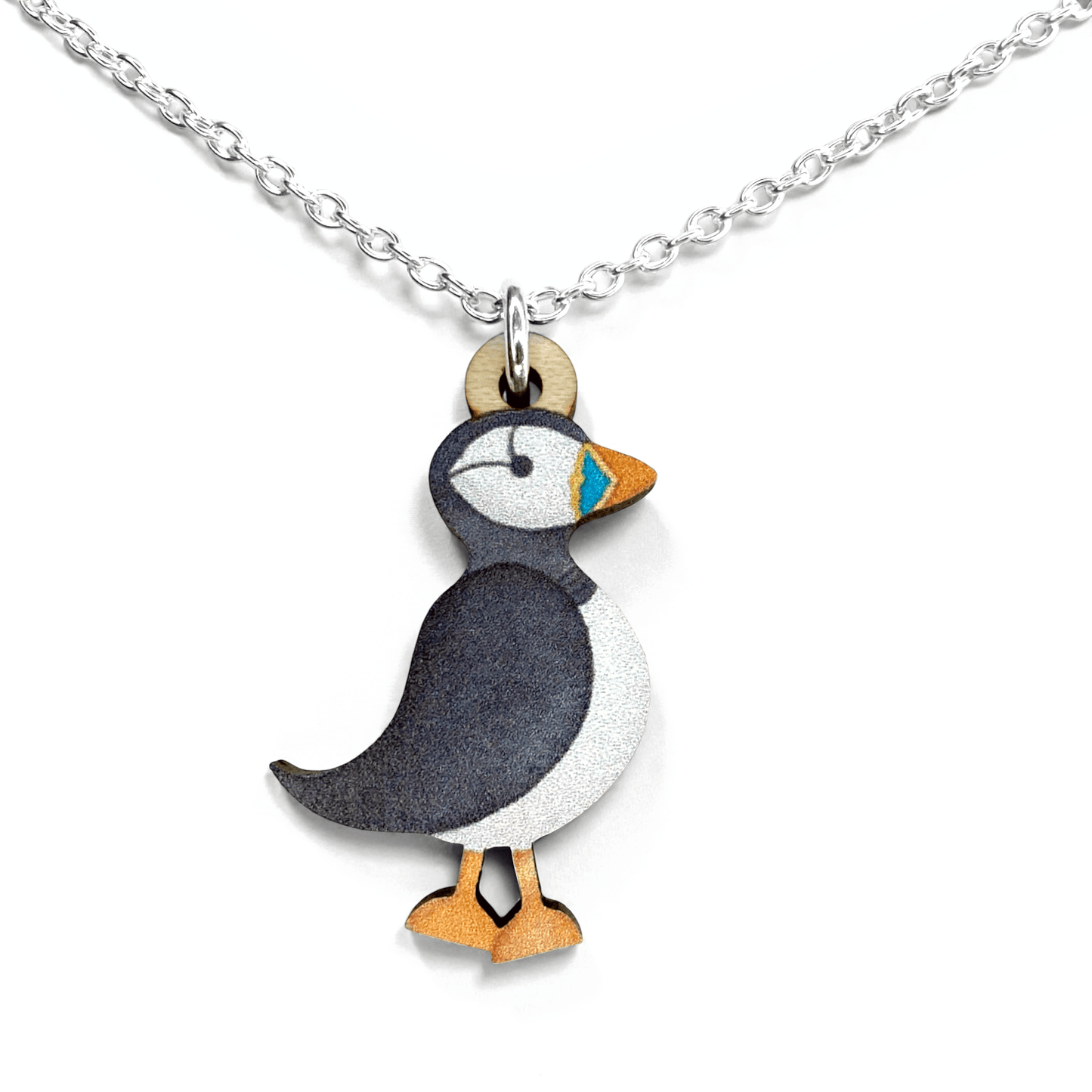 Puffin Necklace - Wooden Seaside Pendant - East Neuk Beach Crafts