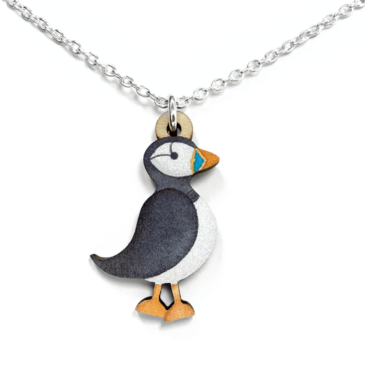 Puffin Necklace - Wooden Seaside Pendant - East Neuk Beach Crafts
