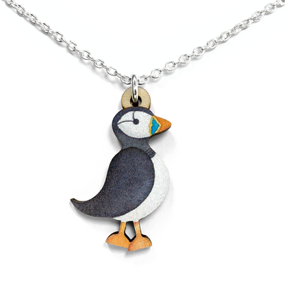 Puffin Necklace - Wooden Seaside Pendant