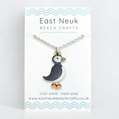 Puffin - Wooden Necklace - Maple Wood Seaside Pendant