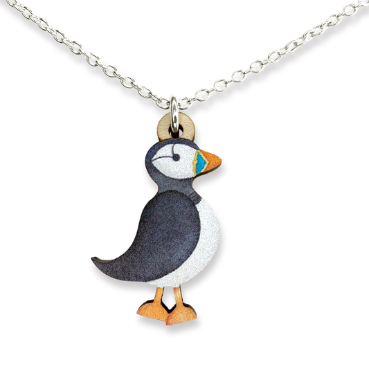 Puffin - Wooden Necklace - Maple Wood Seaside Pendant