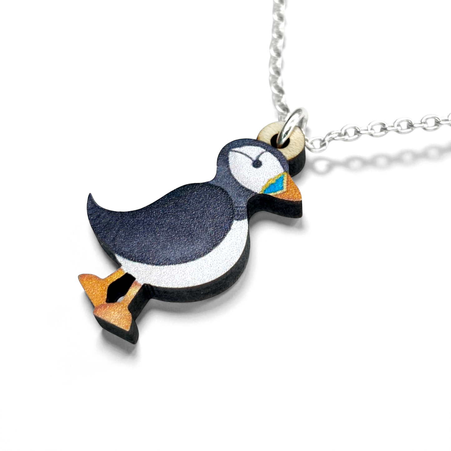 Puffin Necklace - Wooden Seaside Pendant
