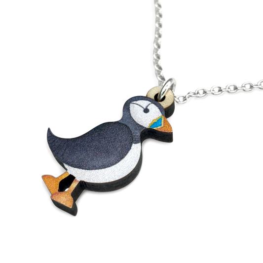 Puffin - Wooden Necklace - Maple Wood Seaside Pendant