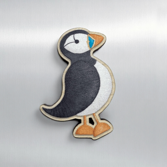 Wooden Puffin Fridge Magnet - Maple Wood