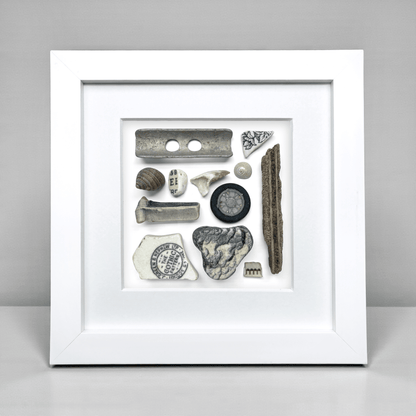 Rare Beachcombing Curiosities - Black - Framed Beach Art - East Neuk Beach Crafts