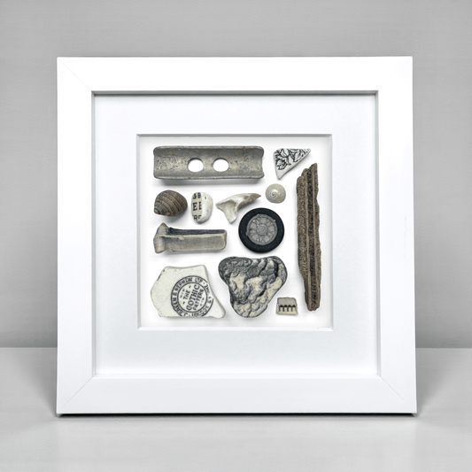 Rare Beachcombing Curiosities - Black - Framed Beach Art - East Neuk Beach Crafts