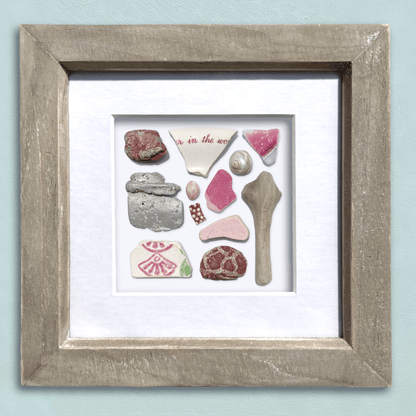 Rare Beachcombing Curiosities - Pink - Framed Beach Art - East Neuk Beach Crafts