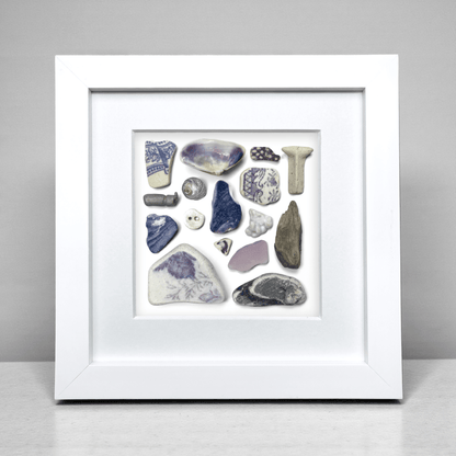 Rare Beachcombing Curiosities - Purple - Framed Beach Art - East Neuk Beach Crafts