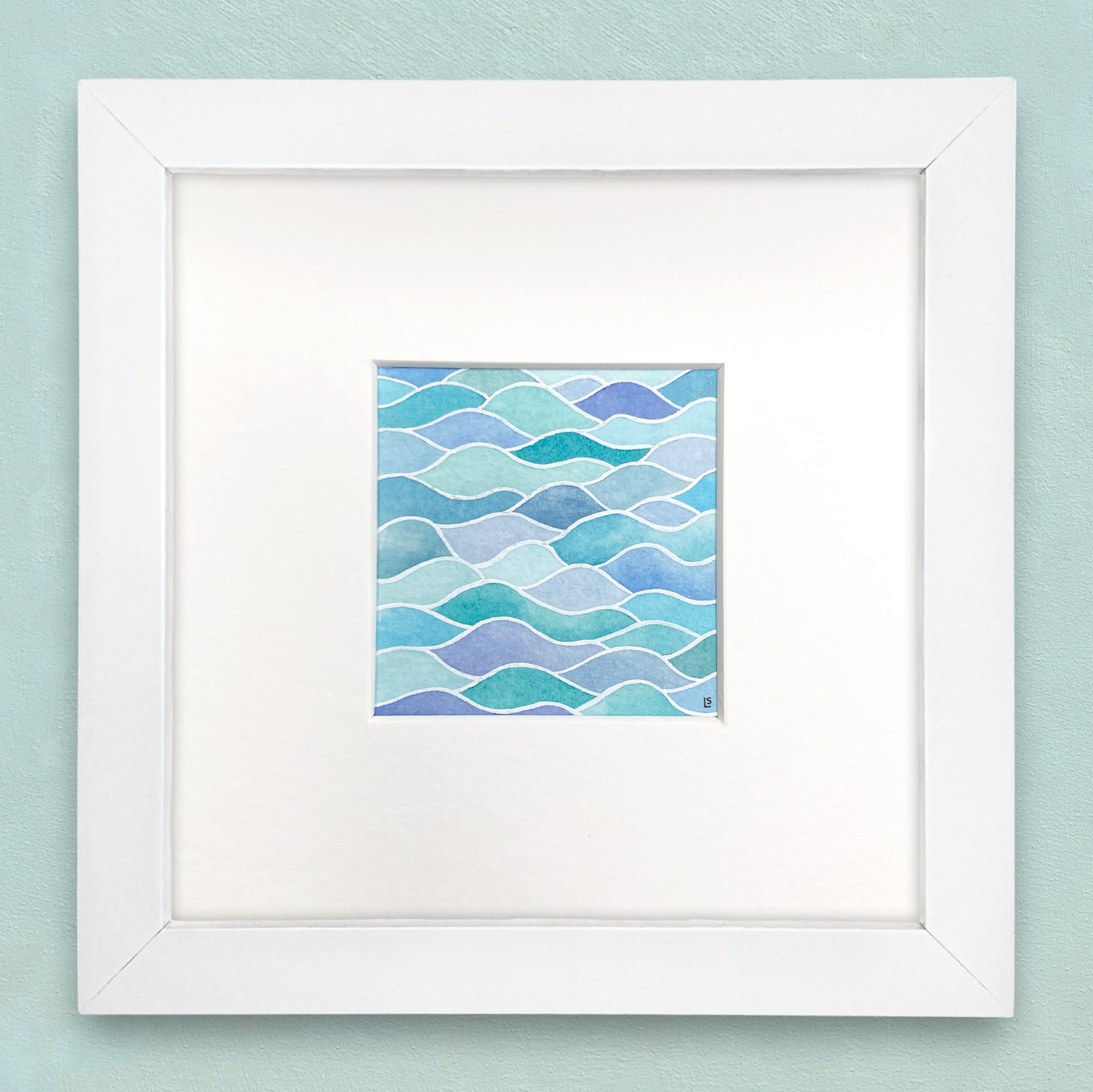 Original Watercolour Painting - Rippled Waves - Framed, Mounted and Signed