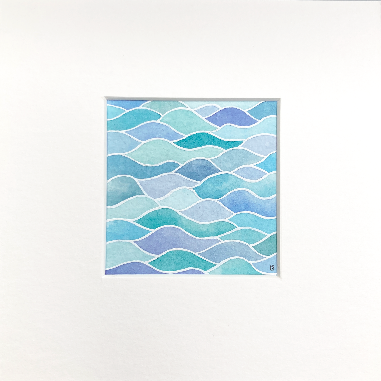 Original Watercolour Painting - Rippled Waves - Framed, Mounted and Signed