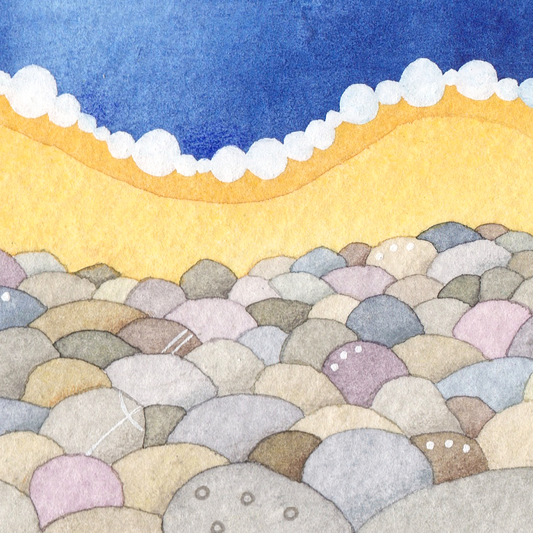 Original Watercolour Painting - Rocky Beach 1 - Framed, Mounted and Signed