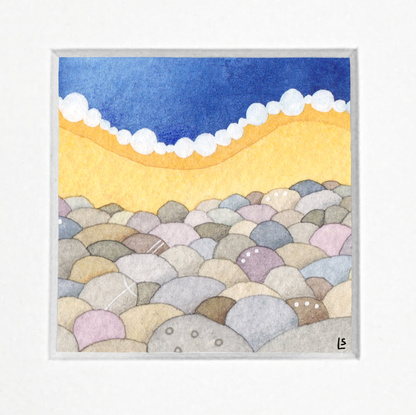 Original Watercolour Painting - Rocky Beach 1 - Framed, Mounted and Signed