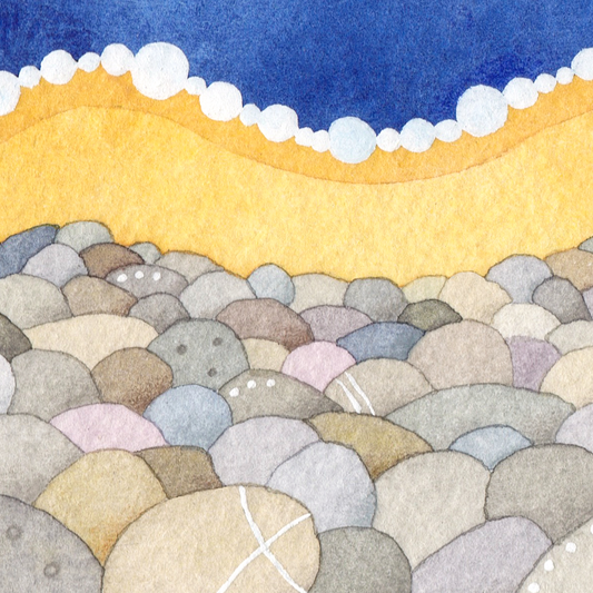 Original Watercolour Painting - Rocky Beach 2 - Framed, Mounted and Signed