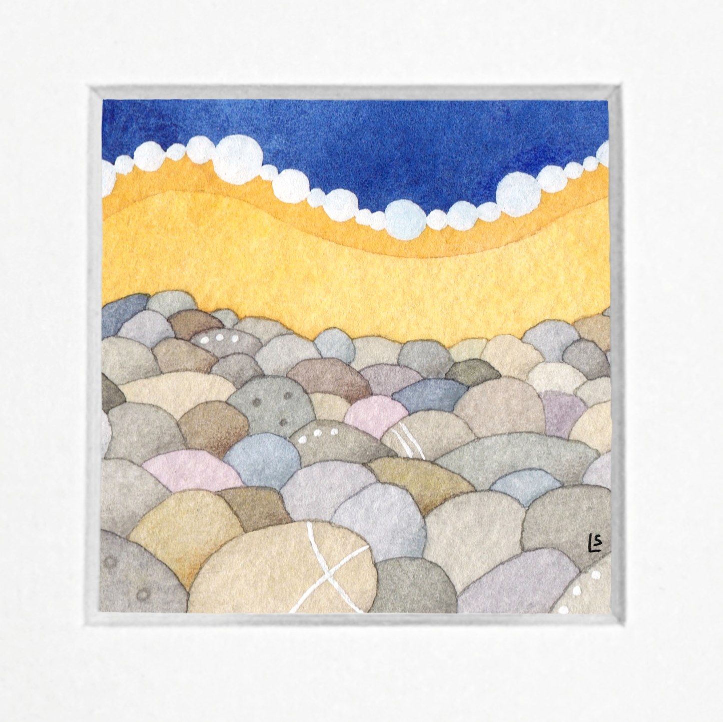 Original Watercolour Painting - Rocky Beach 2 - Framed, Mounted and Signed