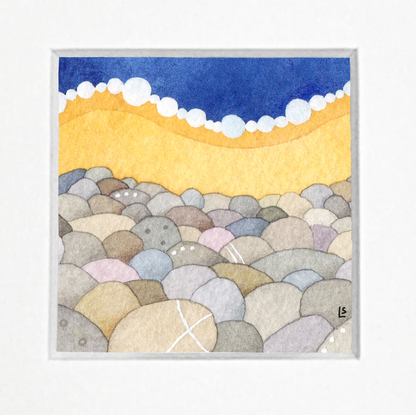 Original Watercolour Painting - Rocky Beach 2 - Framed, Mounted and Signed