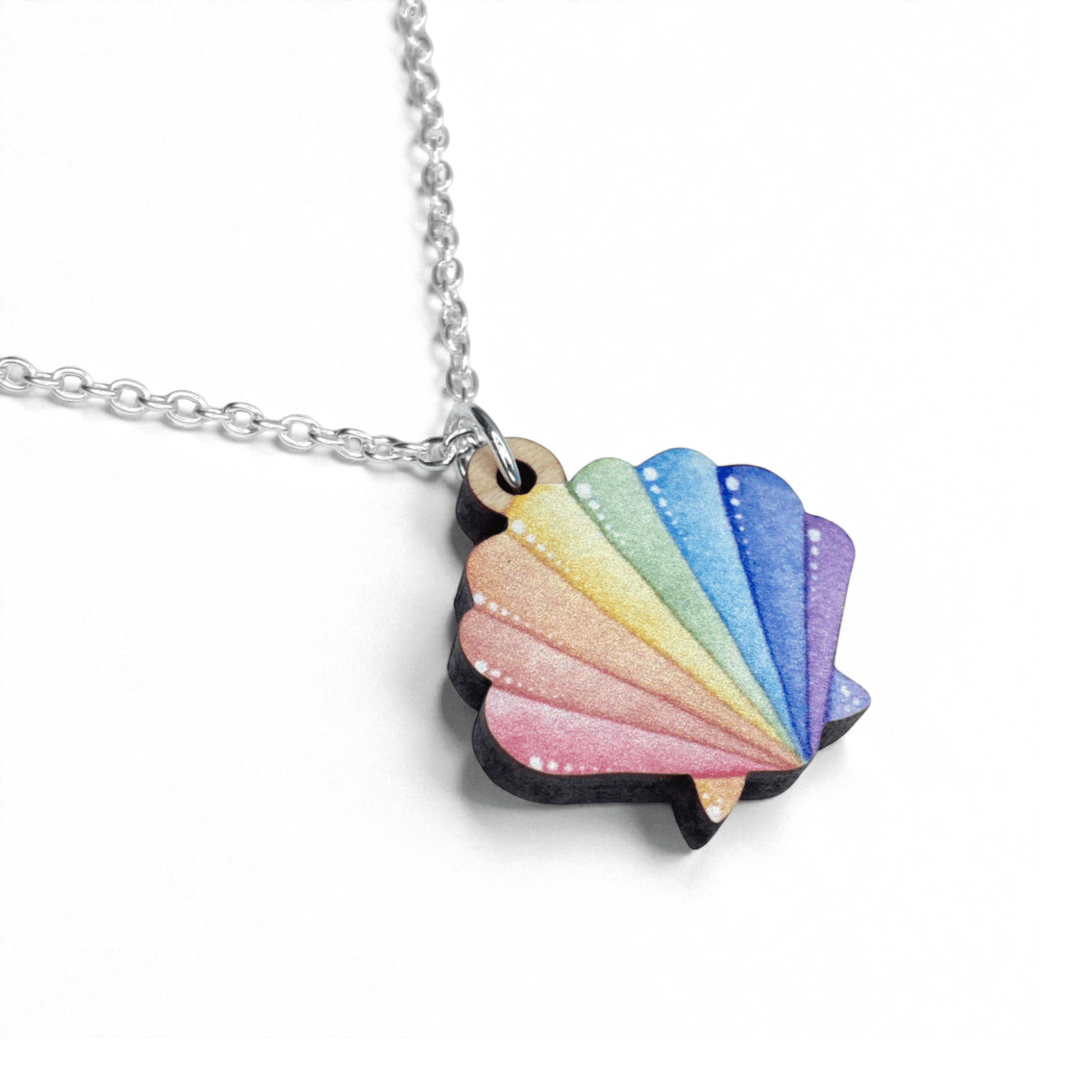 Scallop Shell Necklace - Wooden Seaside Pendant - East Neuk Beach Crafts