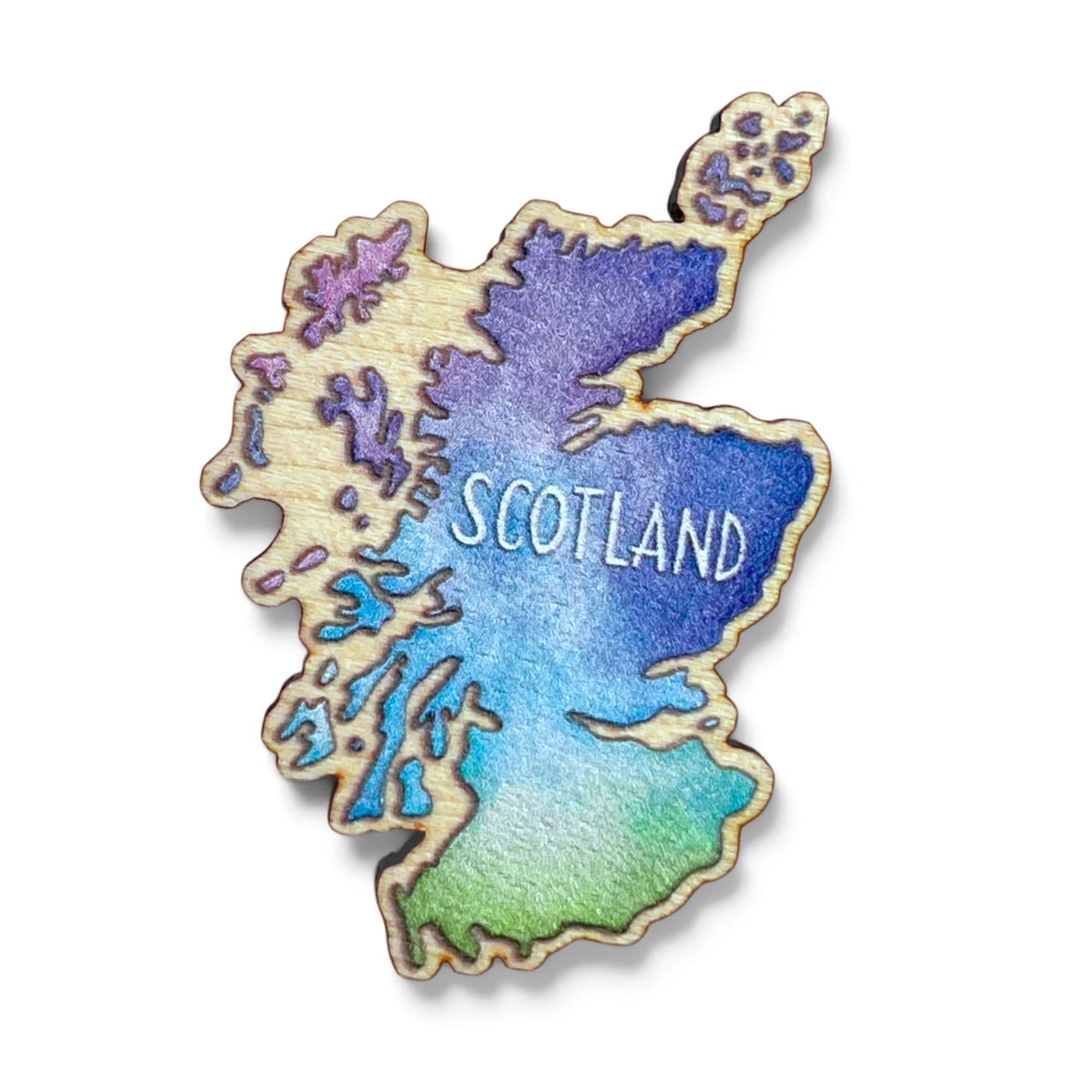 Scotland Map Fridge Magnet - Wooden Laser Cut - East Neuk Beach Crafts