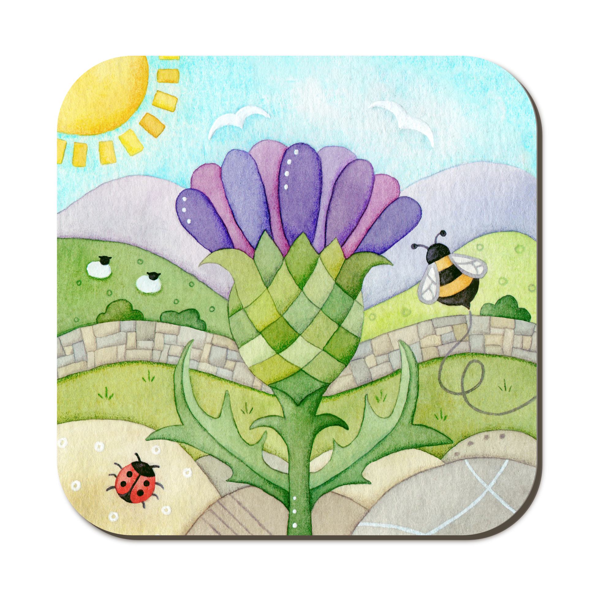 Scottish Highlands Coaster Set x 4 - Highland Cow, Nessie, Stag, Thistle - Save £2 - East Neuk Beach Crafts