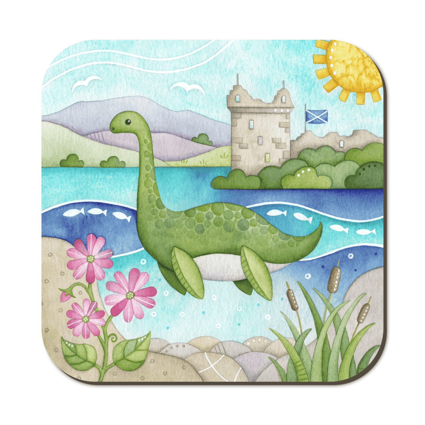 Scottish Highlands Coaster Set x 4 - Highland Cow, Nessie, Stag, Thistle - Save £2 - East Neuk Beach Crafts
