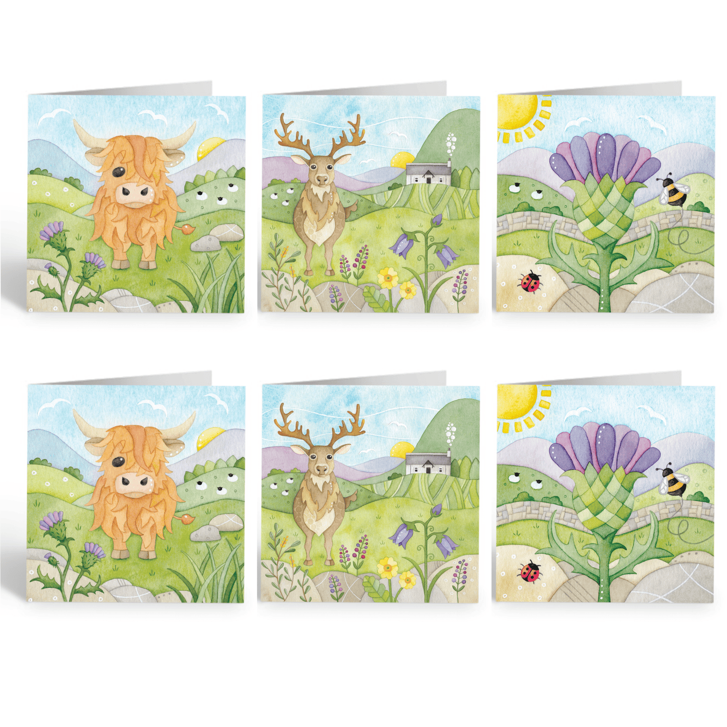 Scottish Highlands Greetings Cards x6 - East Neuk Beach Crafts