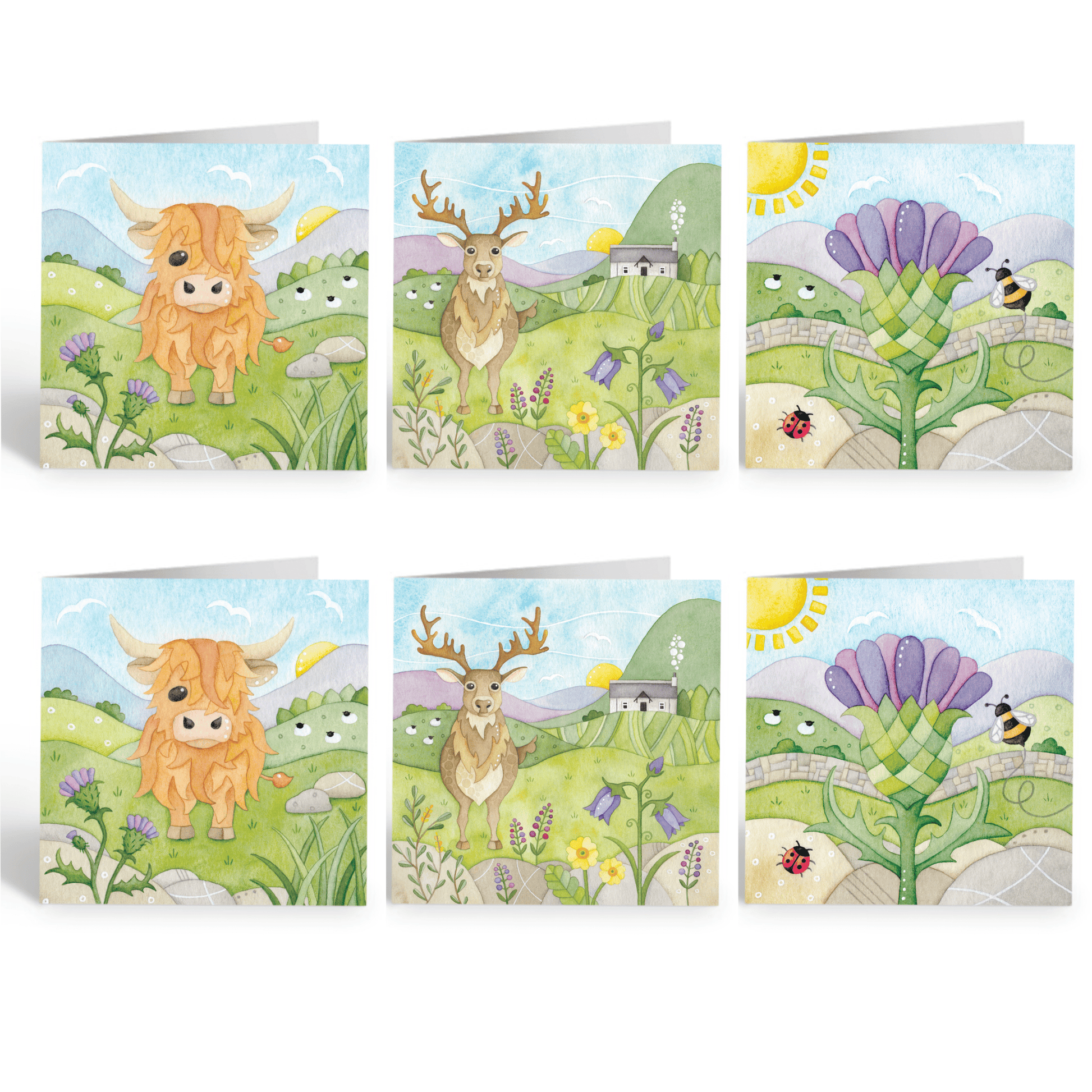 Scottish Highlands Greetings Cards x6 - East Neuk Beach Crafts