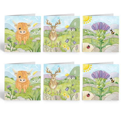 Scottish Highlands Greetings Cards x6 - East Neuk Beach Crafts