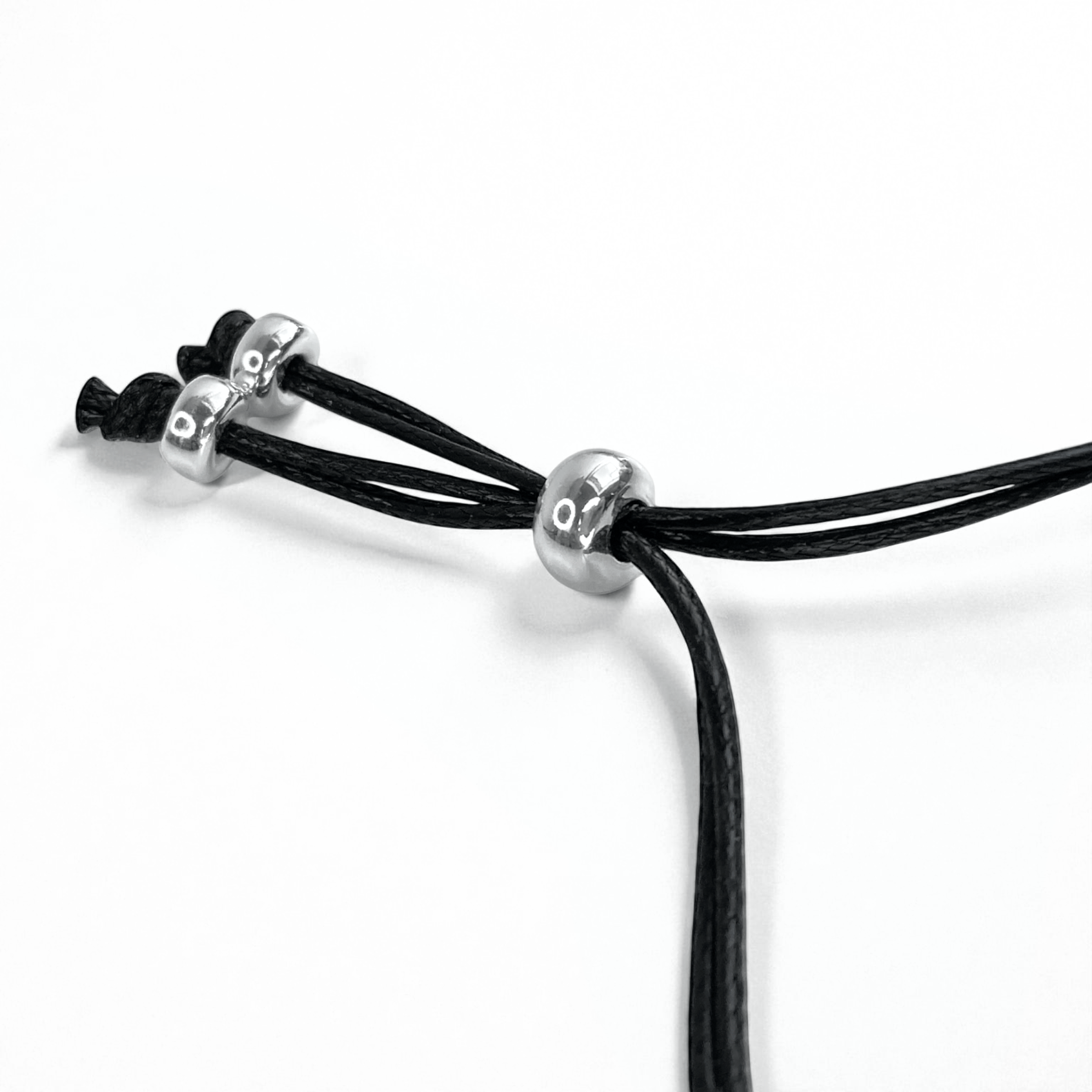 Sea Glass Bracelet - Black Cord with Sliding Beads.