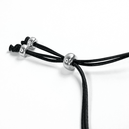 Sea Glass Bracelet - Black Cord with Sliding Beads.