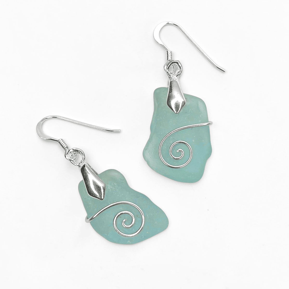 Sea Glass Earrings - Aqua Green Celtic Scottish Jewellery - East Neuk Beach Crafts