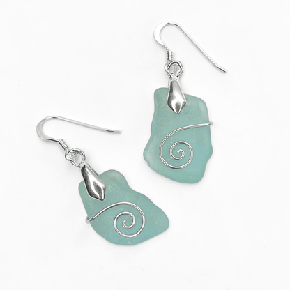 Sea Glass Earrings - Aqua Green Celtic Scottish Jewellery - East Neuk Beach Crafts