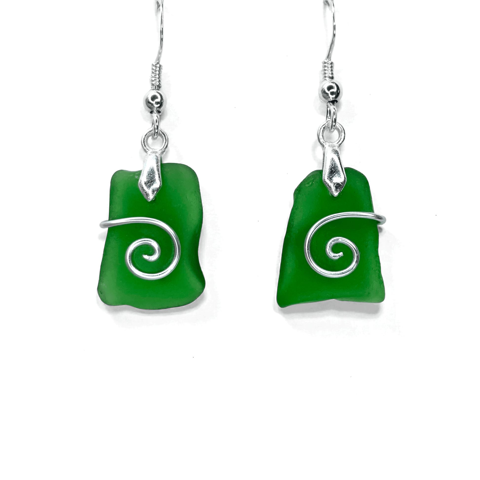 Sea Glass Earrings - Green Celtic Wire Wrapped Jewellery - East Neuk Beach Crafts