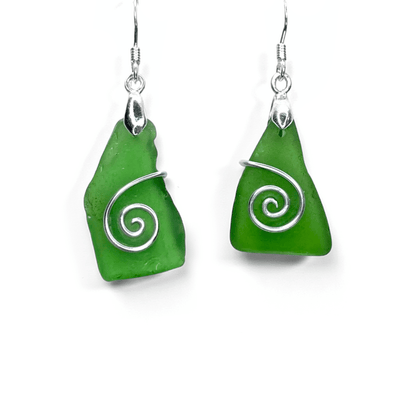 Sea Glass Earrings - Green Celtic Wire Wrapped Jewellery - East Neuk Beach Crafts