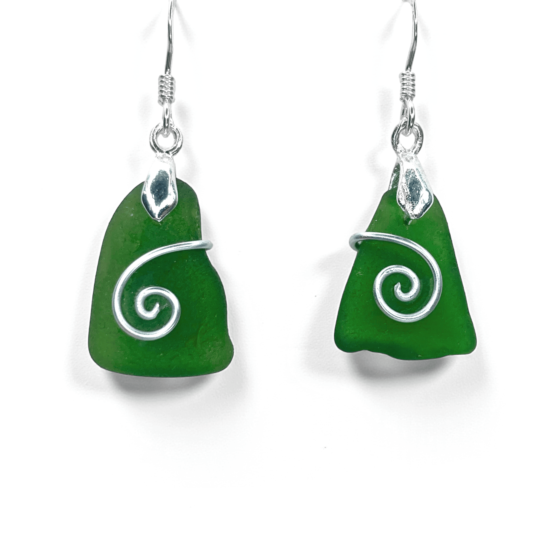 Sea Glass Earrings - Green Celtic Wire Wrapped Jewellery - East Neuk Beach Crafts