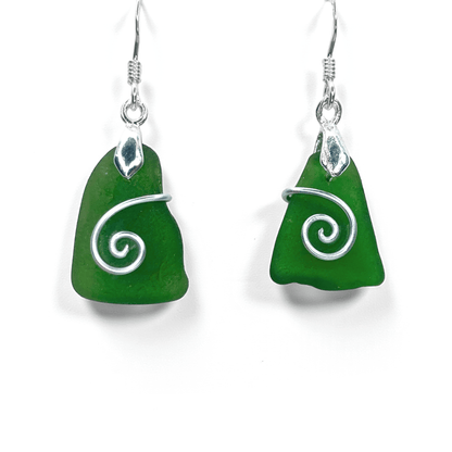 Sea Glass Earrings - Green Celtic Wire Wrapped Jewellery - East Neuk Beach Crafts