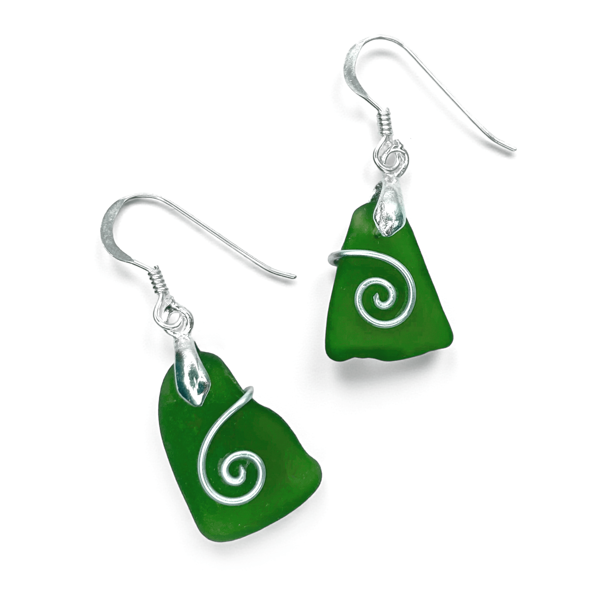 Sea Glass Earrings - Green Celtic Wire Wrapped Jewellery - East Neuk Beach Crafts