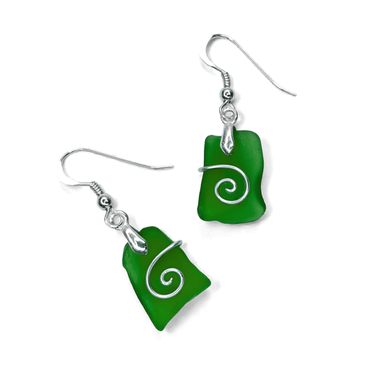 Sea Glass Earrings - Green Celtic Wire Wrapped Jewellery - East Neuk Beach Crafts