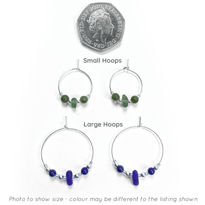 Size comparison for hoop earrings.