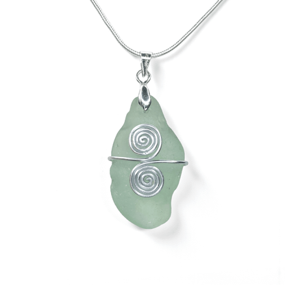 Sea Glass Necklace - Aqua Celtic Pendant - Scottish Jewellery - East Neuk Beach Crafts