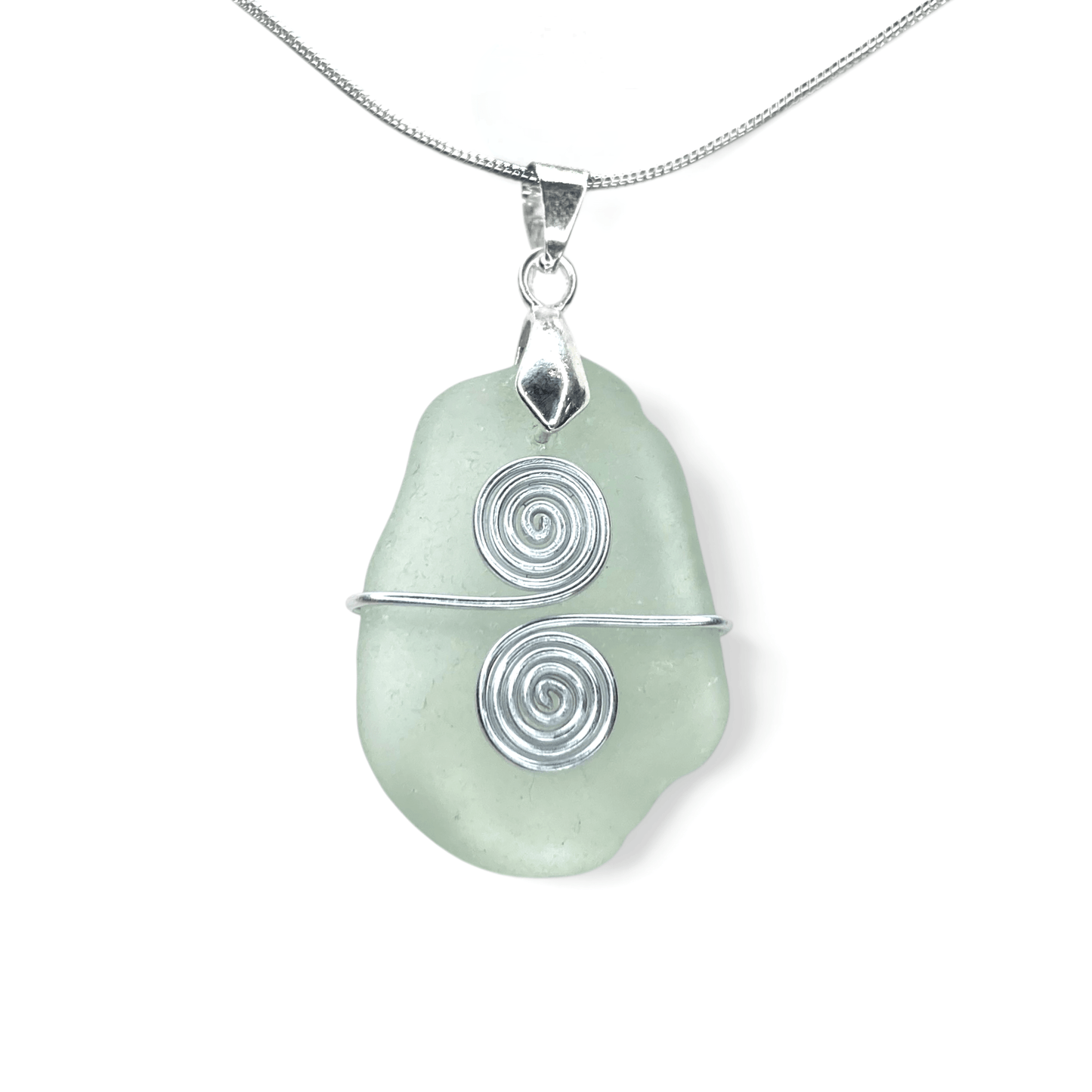 Sea Glass Necklace - Aqua Celtic Pendant - Scottish Jewellery - East Neuk Beach Crafts