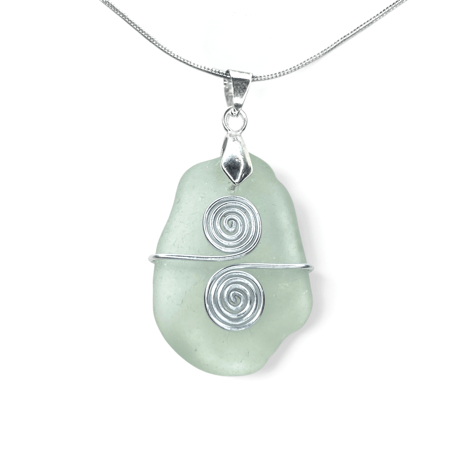 Sea Glass Necklace - Aqua Celtic Pendant - Scottish Jewellery - East Neuk Beach Crafts