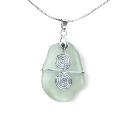 Sea Glass Necklace - Aqua Celtic Pendant - Scottish Jewellery - East Neuk Beach Crafts
