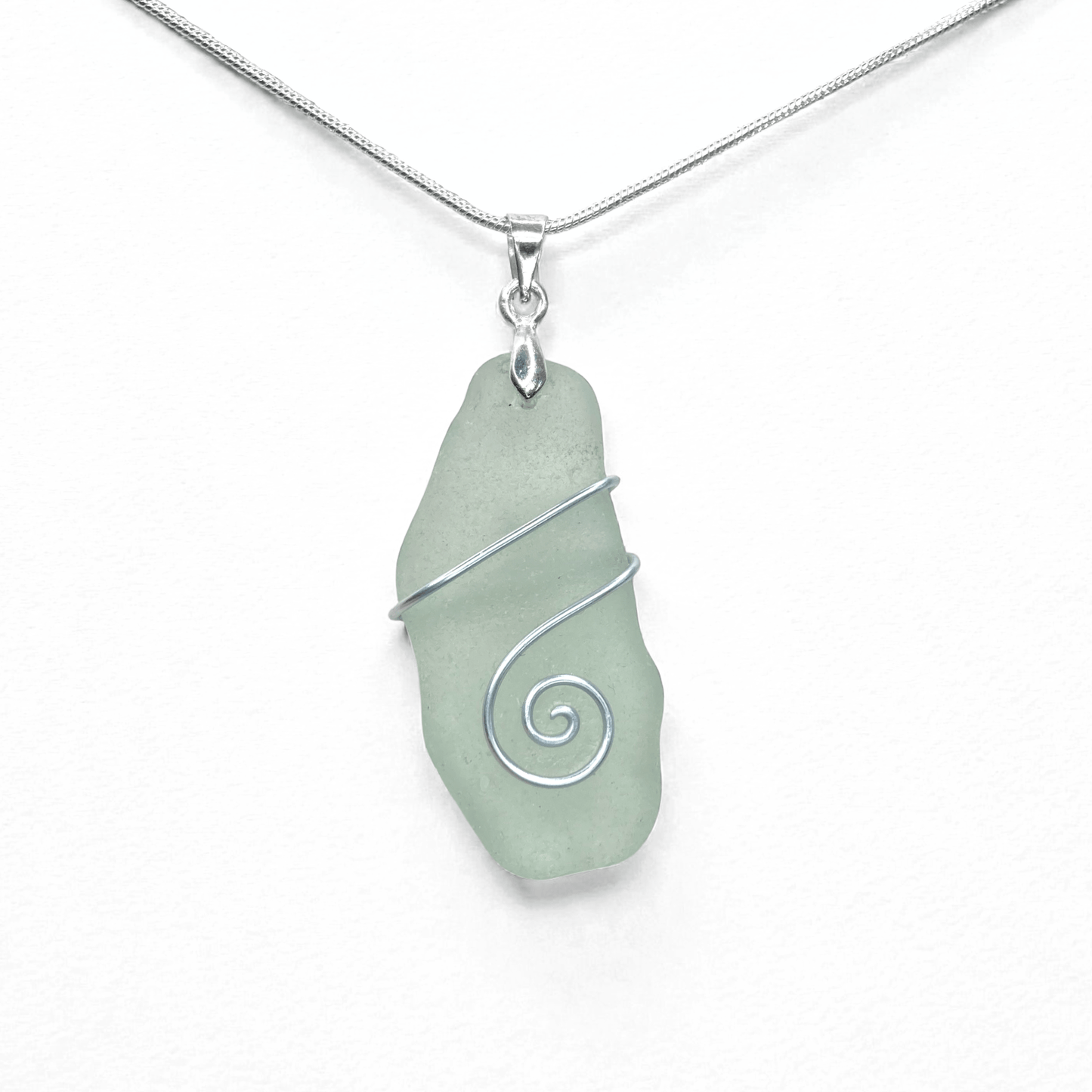 Sea Glass Necklace - Aqua Celtic Pendant - Scottish Jewellery - East Neuk Beach Crafts